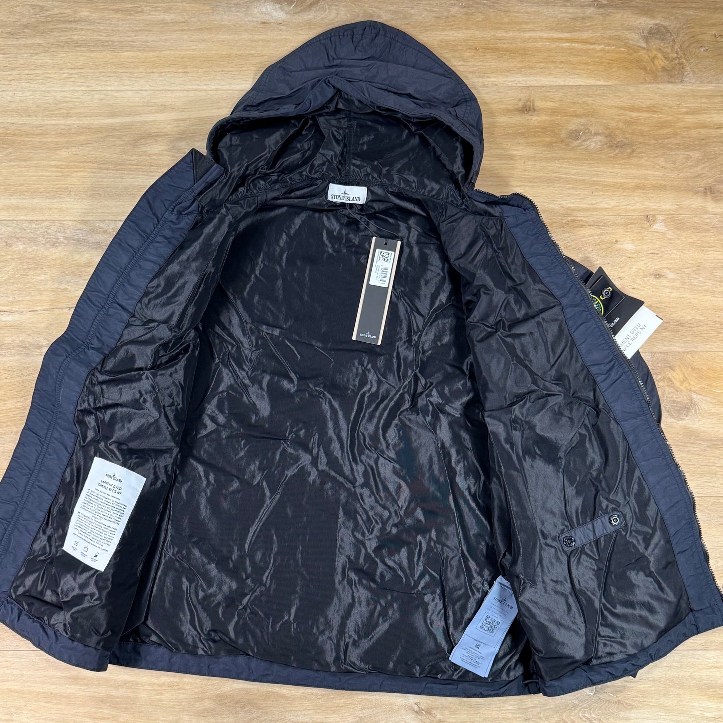 Stone Island Crinkle Reps NY Hooded Jacket in Navy