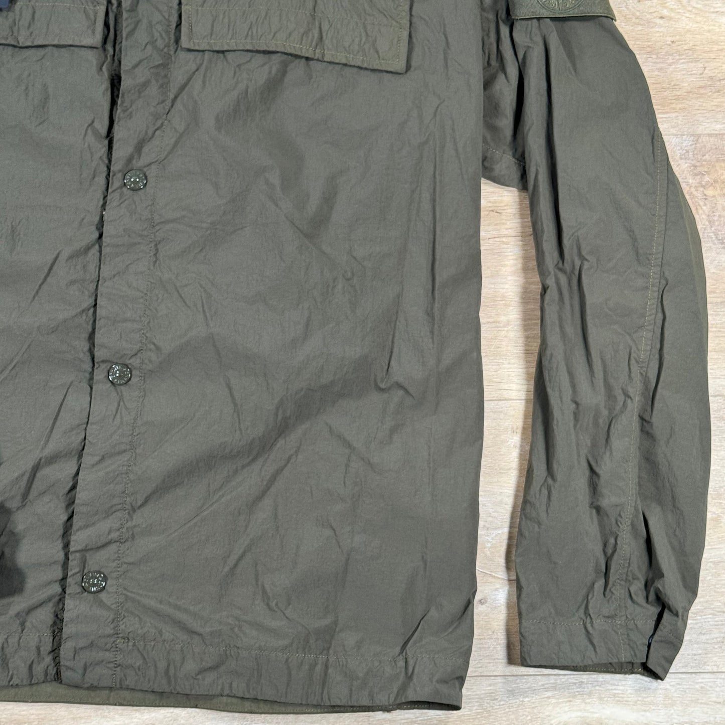 Stone Island Ghost Nylon Smerigliato Overshirt in Military Green