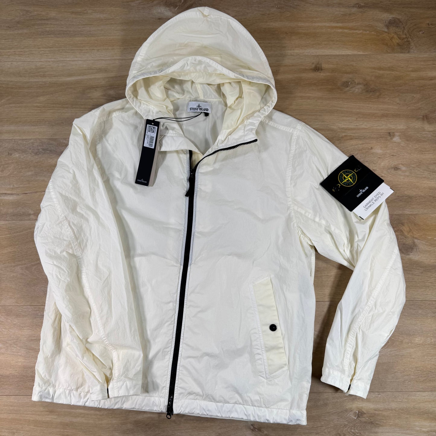 Stone Island Crinkle Reps NY Hooded Jacket in Ivory