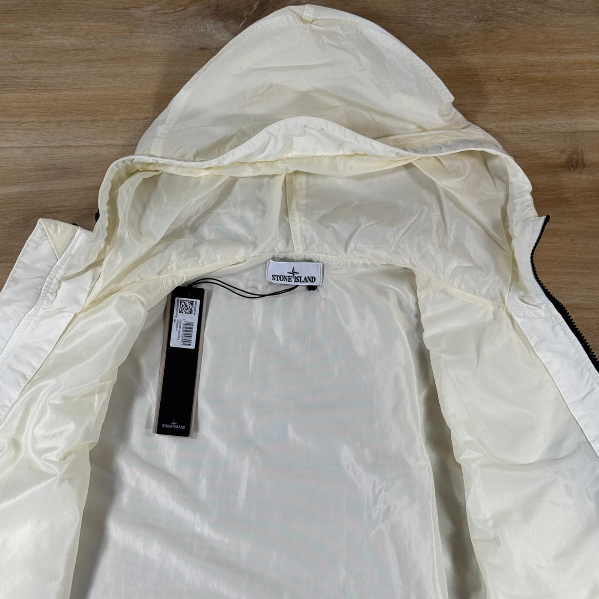 Stone Island Crinkle Reps NY Hooded Jacket in Ivory