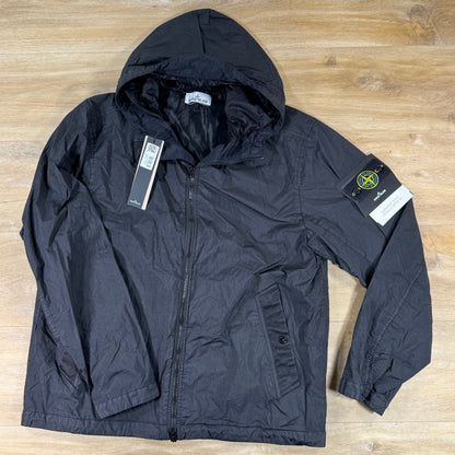 Stone Island Crinkle Reps NY Hooded Jacket in Black