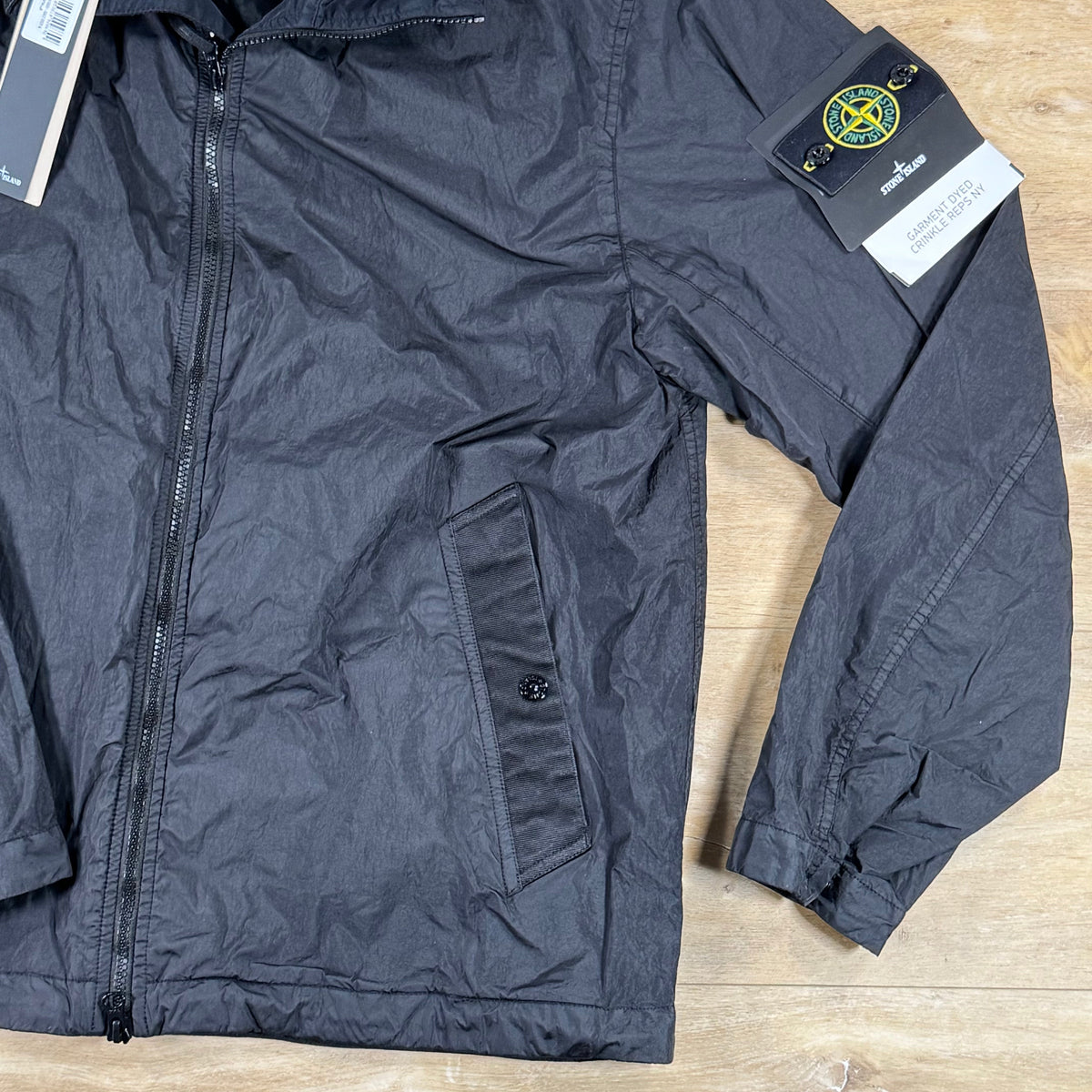 Stone Island Crinkle Reps NY Hooded Jacket in Black
