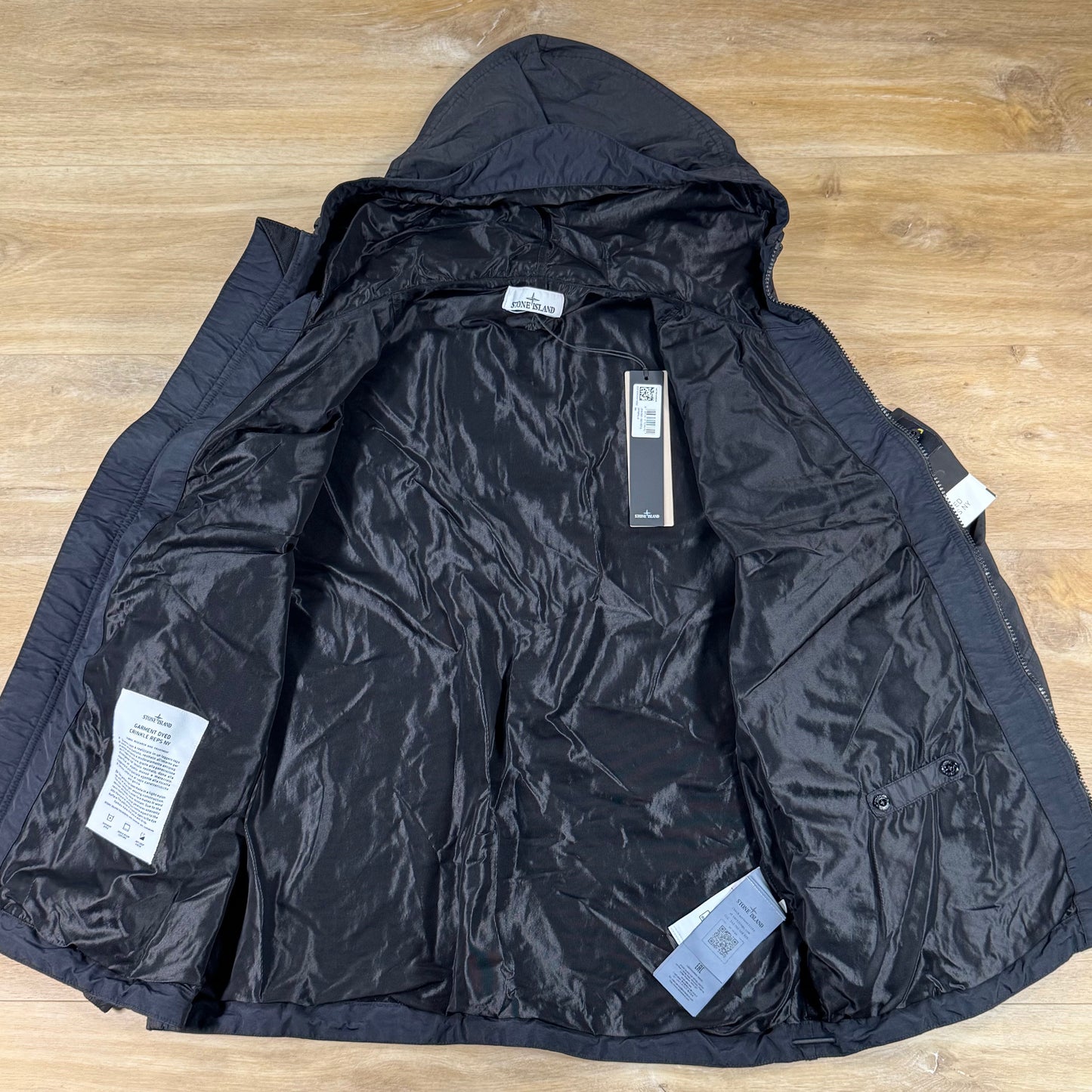 Stone Island Crinkle Reps NY Hooded Jacket in Black