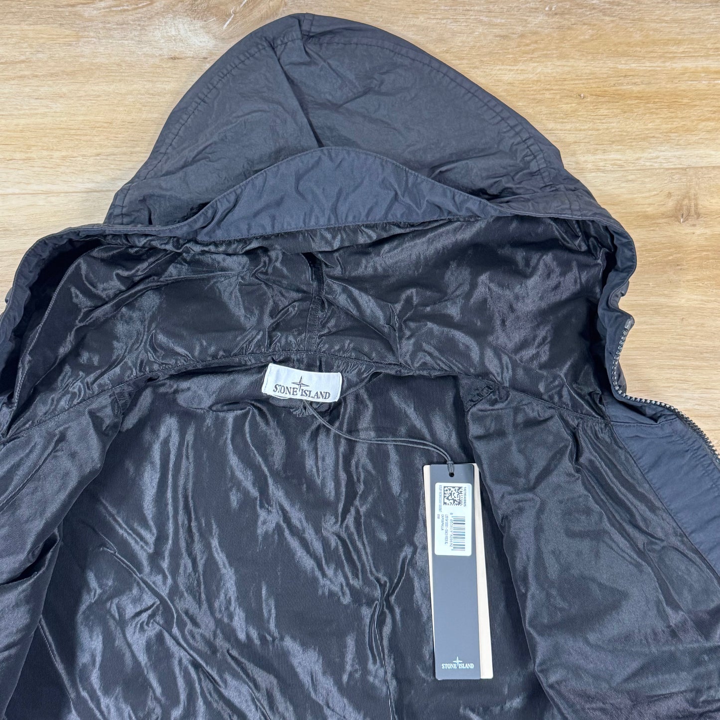 Stone Island Crinkle Reps NY Hooded Jacket in Black