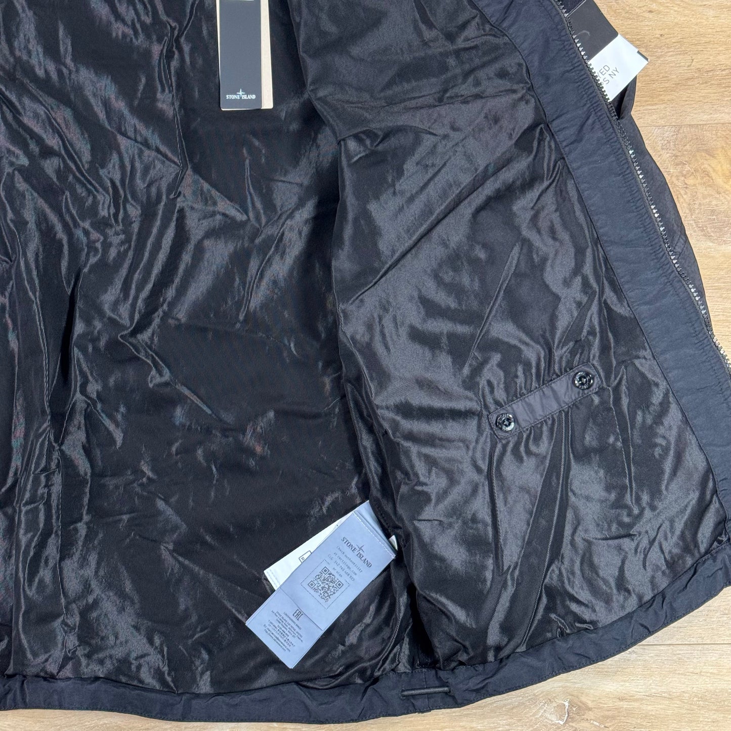 Stone Island Crinkle Reps NY Hooded Jacket in Black