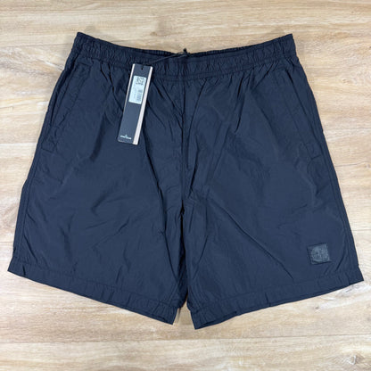 Stone Island Ghost Nylon Smerigliato Mid-Length Swim Shorts in Black