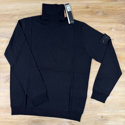 Stone Island Ghost Light Pure RWS Wool Turtleneck Jumper in Black