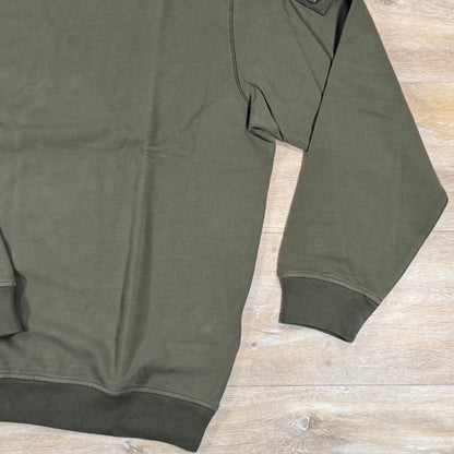 Stone Island Ghost Stretch Cotton Fleece Crewneck Sweatshirt in Military Green