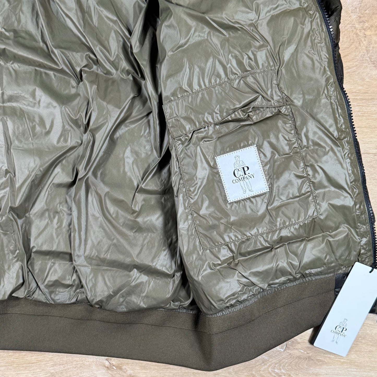 C.P. Company D.D. Shell Hooded Lens Down Jacket in Ivy Green