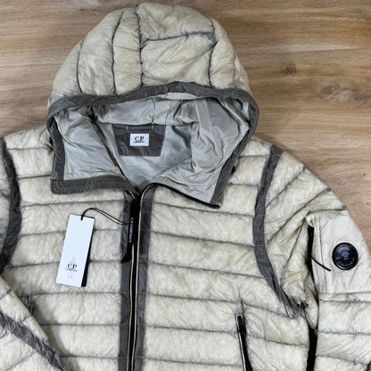 C.P. Company D.D. Shell Hooded Lens Down Jacket in Silver Birch