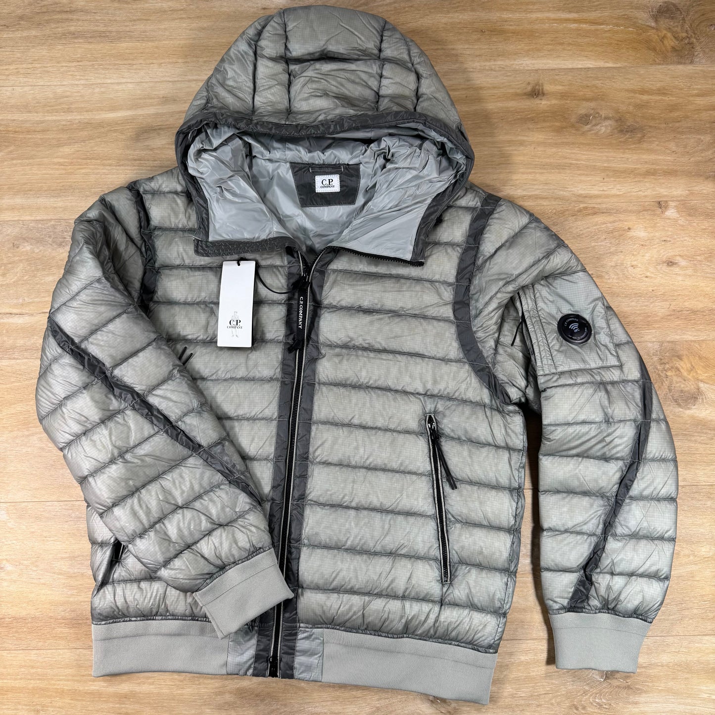 C.P. Company D.D. Shell Hooded Lens Down Jacket in Flint Grey