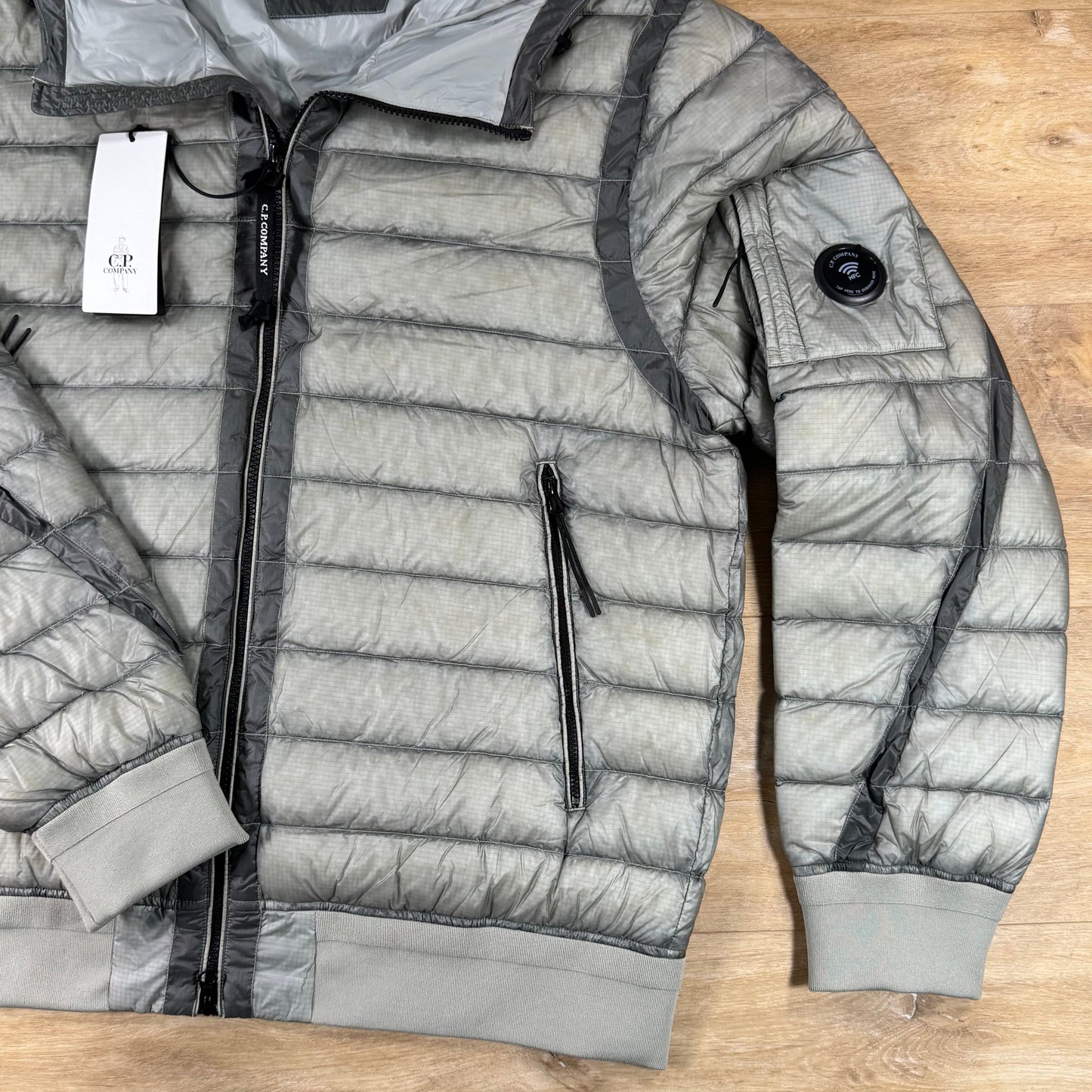 C.P. Company D.D. Shell Hooded Lens Down Jacket in Flint Grey