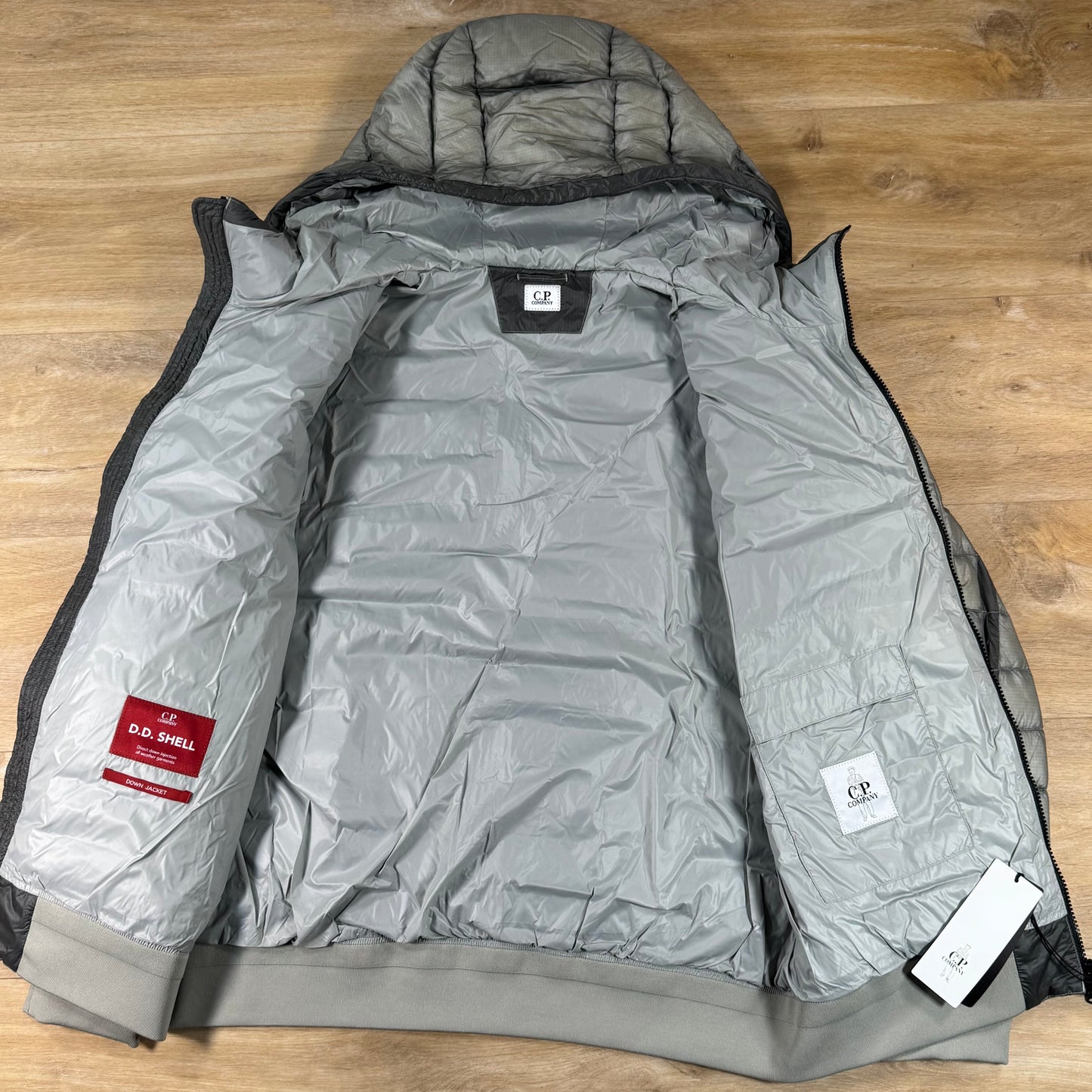 C.P. Company D.D. Shell Hooded Lens Down Jacket in Flint Grey