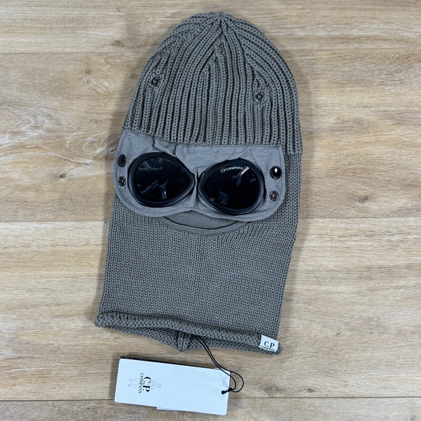 C.P. Company Merino Wool Goggle Balaclava in Fallen Rock - Beige