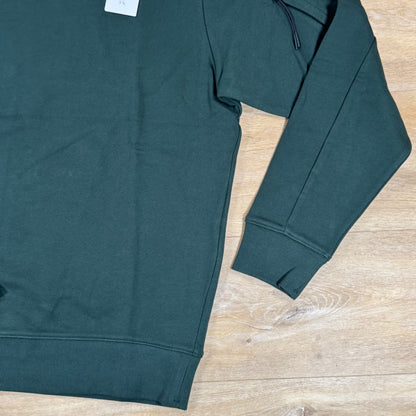C.P. Company Diagonal Raised Fleece Crewneck Lens Sweatshirt in Ponderosa Pine - Green