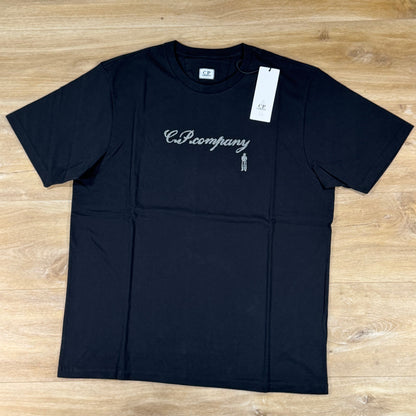 C.P. Company 30/1 Jersey Logo T-Shirt in Black