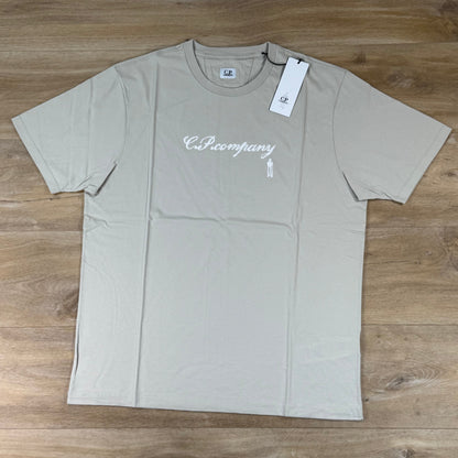 C.P. Company 30/1 Jersey Logo T-Shirt in Silver Birch