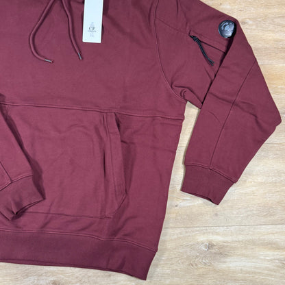 C.P. Company Diagonal Raised Fleece Lens Hoodie in Andorra - Red