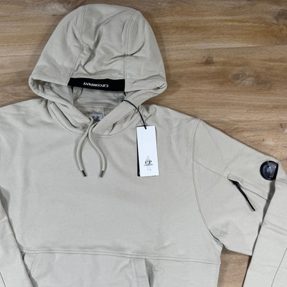 C.P. Company Diagonal Raised Fleece Lens Hoodie in Silver Birch