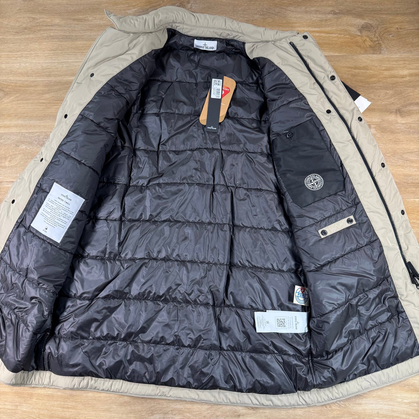 Stone Island Micro Twill Padded Car Coat in Desert