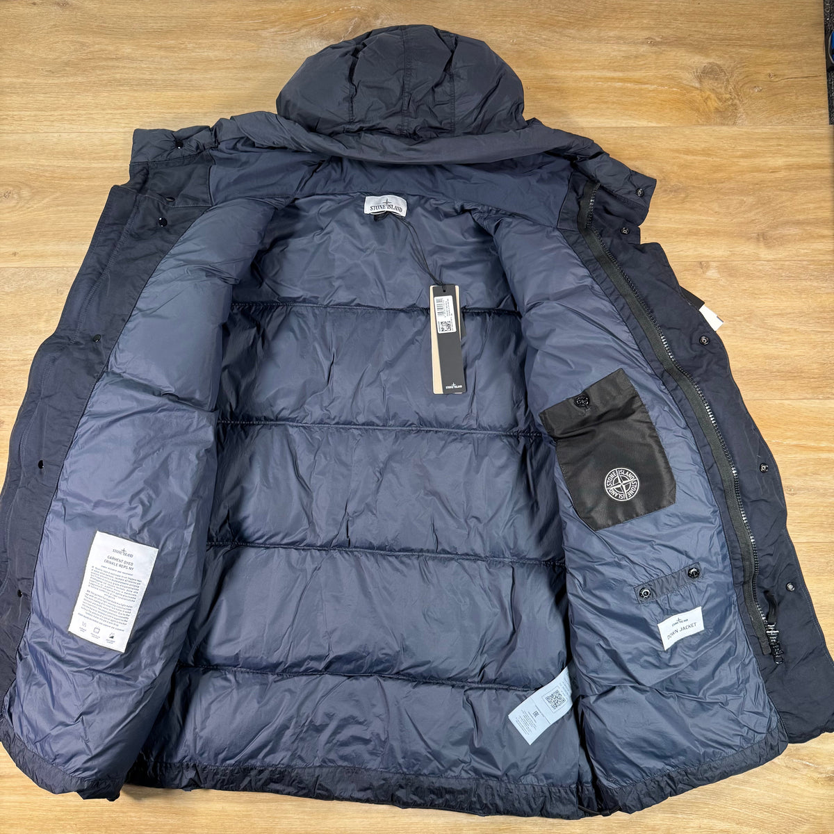 Stone Island Crinkle Reps NY Nylon Down Parka in Navy