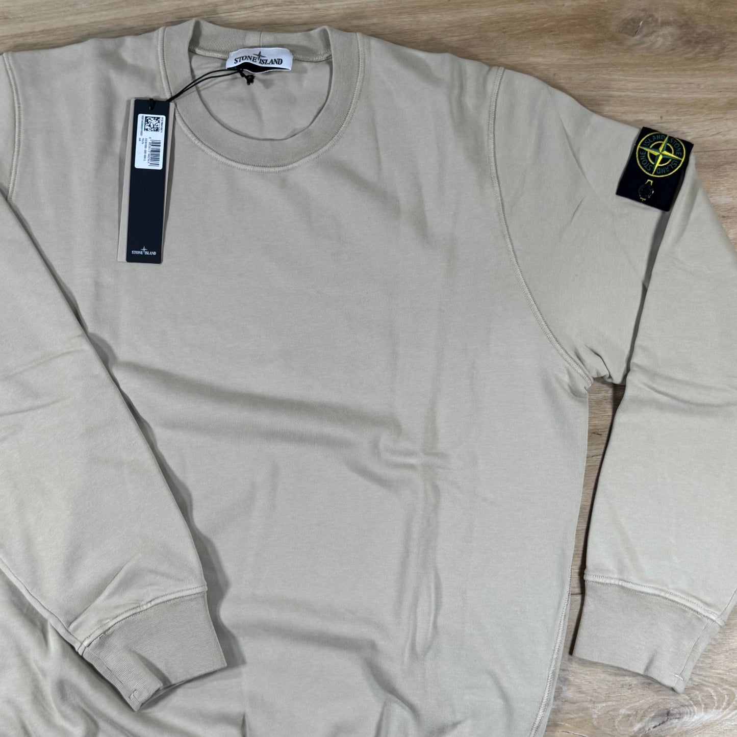 Stone Island Organic Cotton Fleece Crewneck Sweatshirt in Desert