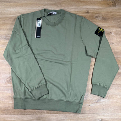 Stone Island Organic Cotton Fleece Crewneck Sweatshirt in Sage Green