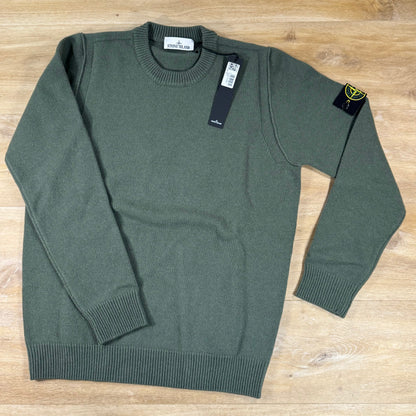 Stone Island Lambswool Crewneck Jumper in Military Green