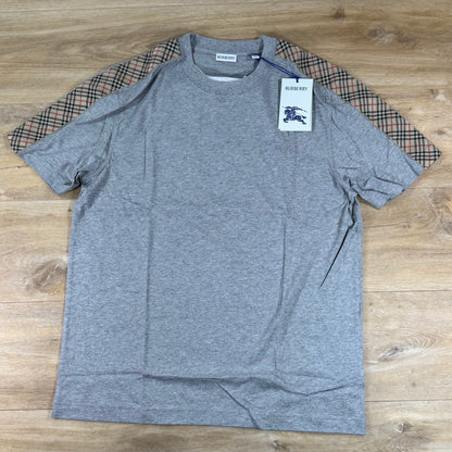 Burberry Check Trim T-Shirt in Pale Grey