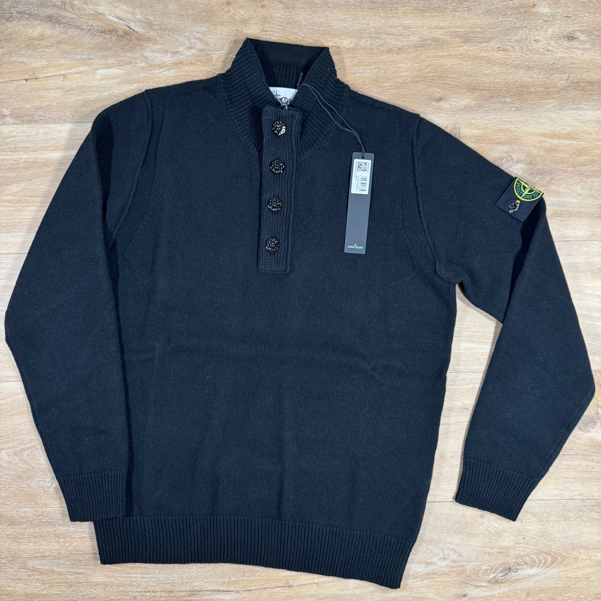 Stone Island Lambswool Half-Zip Jumper in Black