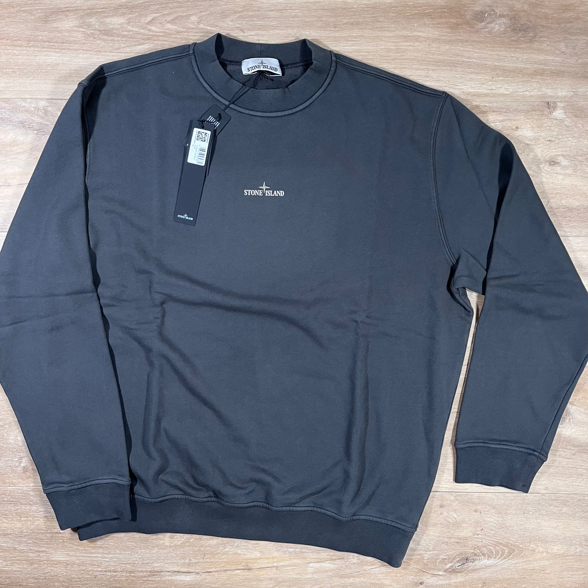 Stone Island Industrial Print Oversized Crewneck Sweatshirt in Lead Grey