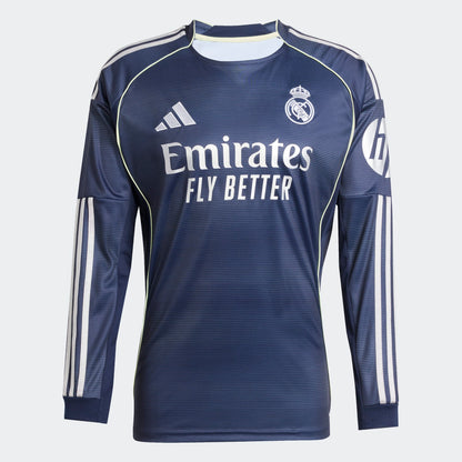 Adidas Real Madrid Long Sleeve Away Stadium Jersey 25/26