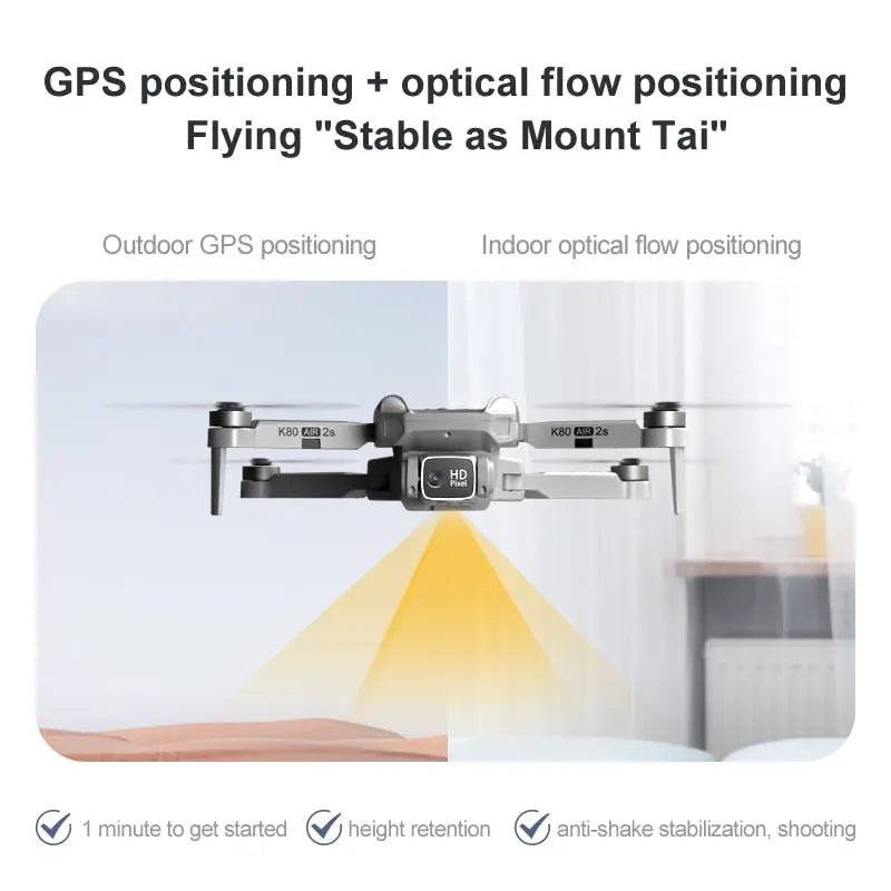 K80Air 2S RC Drone GPS Profesional EIS HD Dual Camera Brushless Motor Foldable Quadcopter