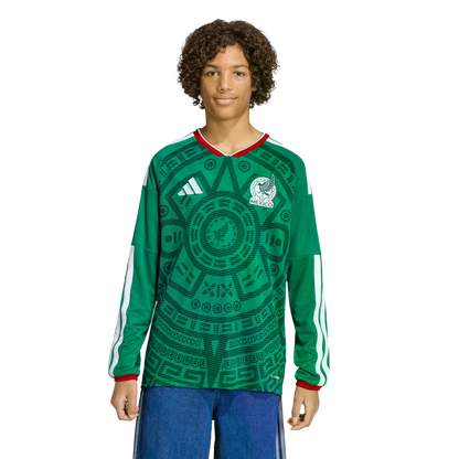Adidas Mexico 2026 Long Sleeve Youth Home Jersey