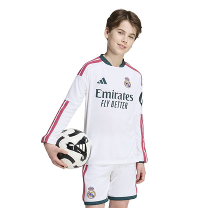 Adidas Youth Real Madrid Long Sleeve Home Stadium Jersey 26/27