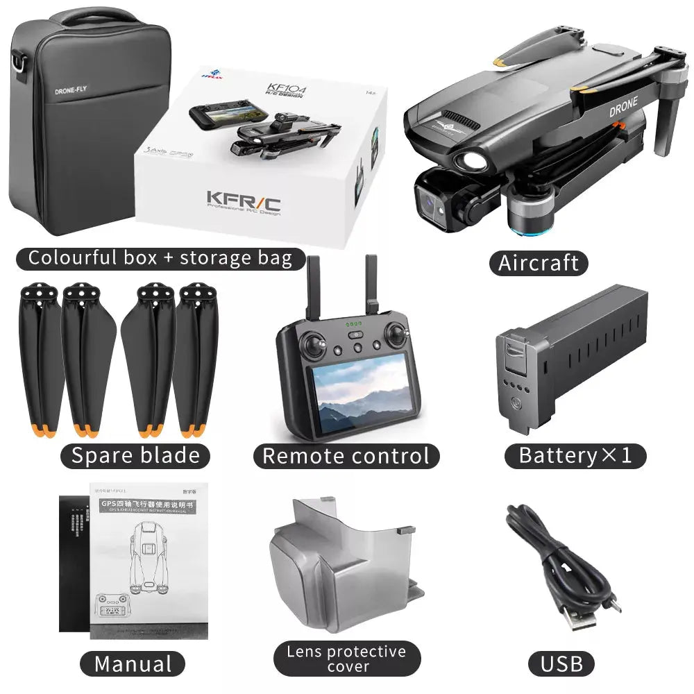 KF104 MAX 3-Axis Gimbal 8K Drone EIS Camera Intelligent Obstacle Avoidance 5G GPS Quadcopter with Screen Remote control