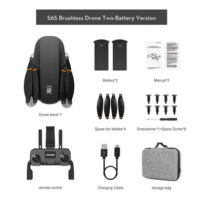 LSRC-S6S Mini Drone GPS 5G WiFi FPV 4K HD Camera Brushless Foldable Quadcopter RTF