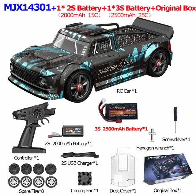 MJX Hyper Go 14301/14302 1/14 Scale 4WD Brushless Drift Rally Buggy Metal Chassis Hydraulic Shock RC Car RTR