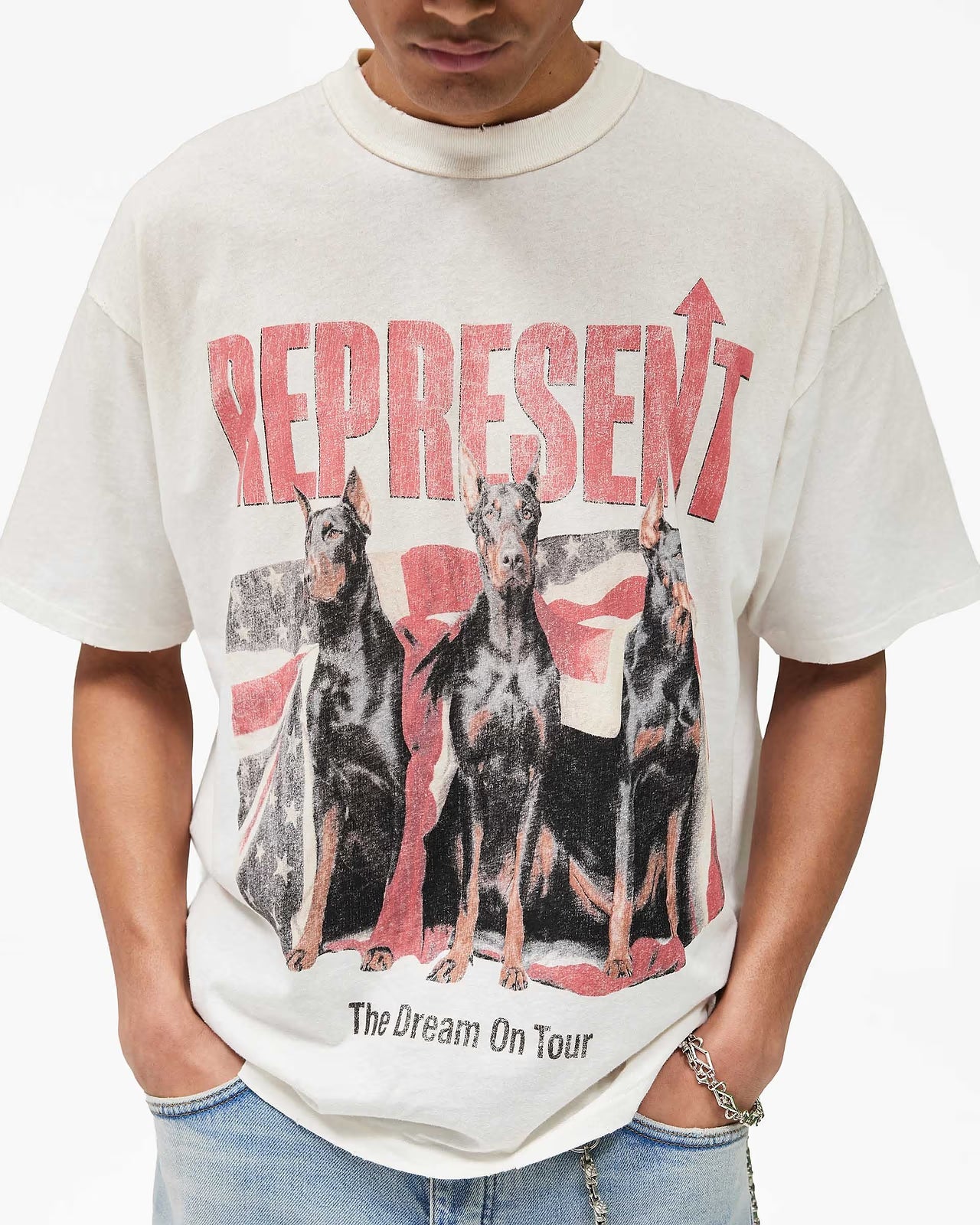 Represent Dream On Tour T-Shirt in Washed Ecru