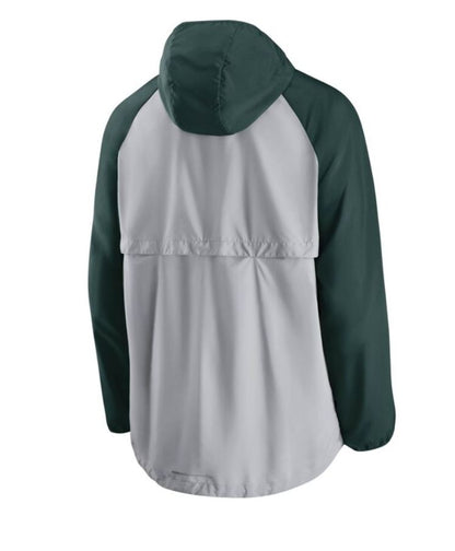 Men's Nike Oakland Athletics Mesh Logo Essential Full-Zip Hoodie Jacket - GREY/GREEN