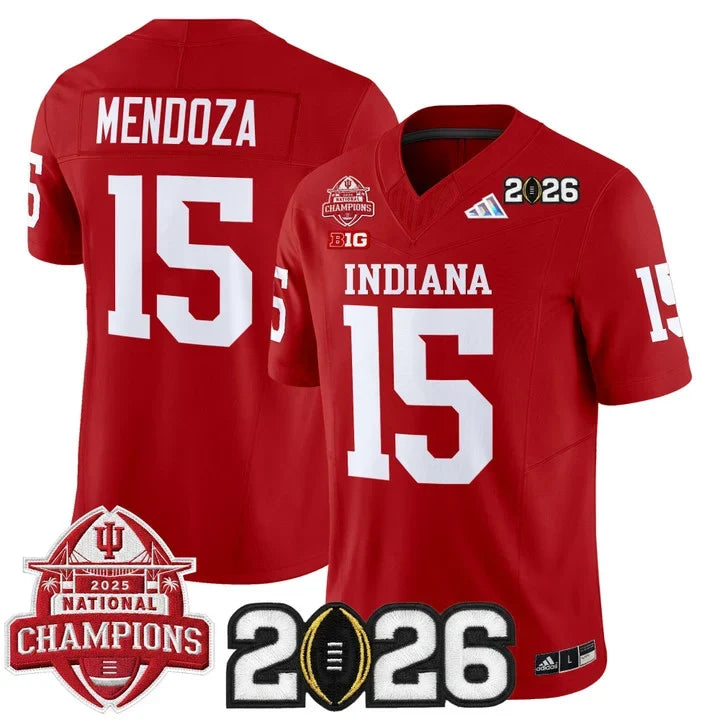 Fernando Mendoza Indiana Hoosiers 2025 National Champions & 2026 CFP Final Patch Jersey - Red
