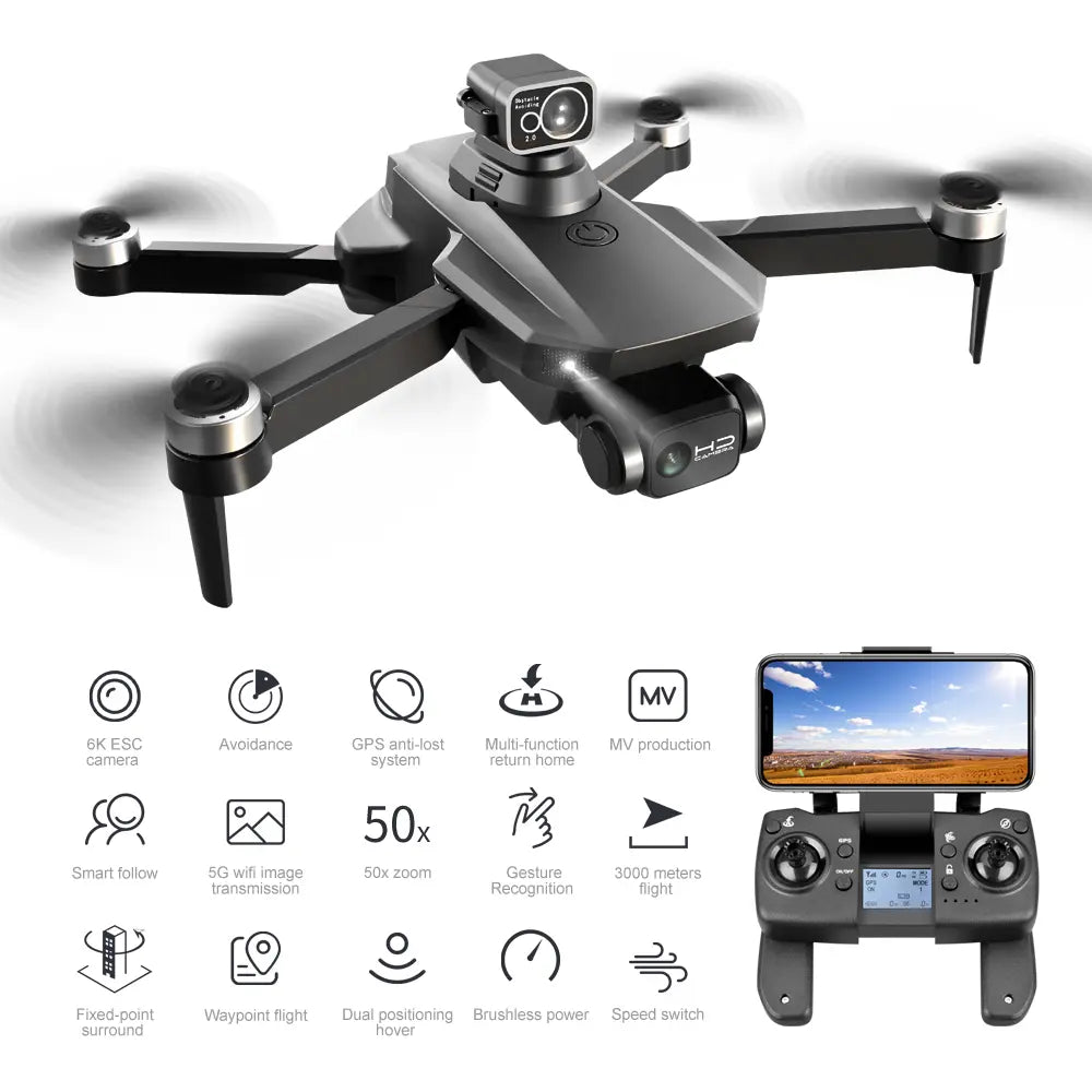 RG101 MAX GPS Drone 4K Dual HD Camera FPV 3KM Brushless Foldable Quadcopter RTF