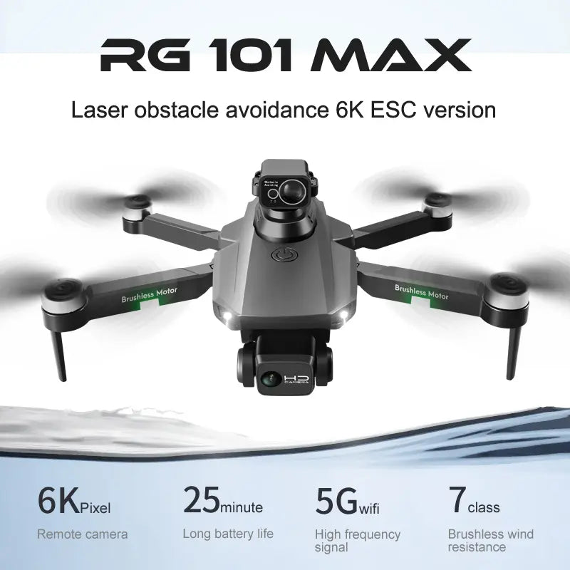 RG101 MAX GPS Drone 4K Dual HD Camera FPV 3KM Brushless Foldable Quadcopter RTF