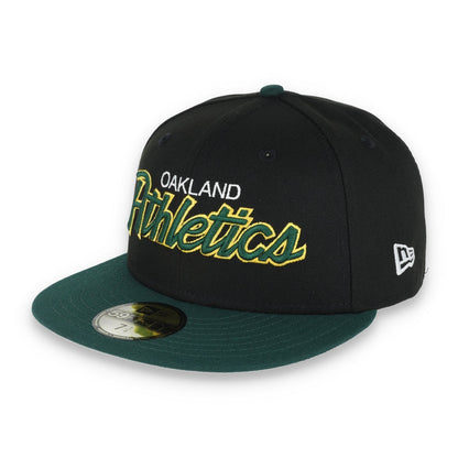 New Era 59Fifty Oakland Athletics SCRIPT CAP- BLK/GRN