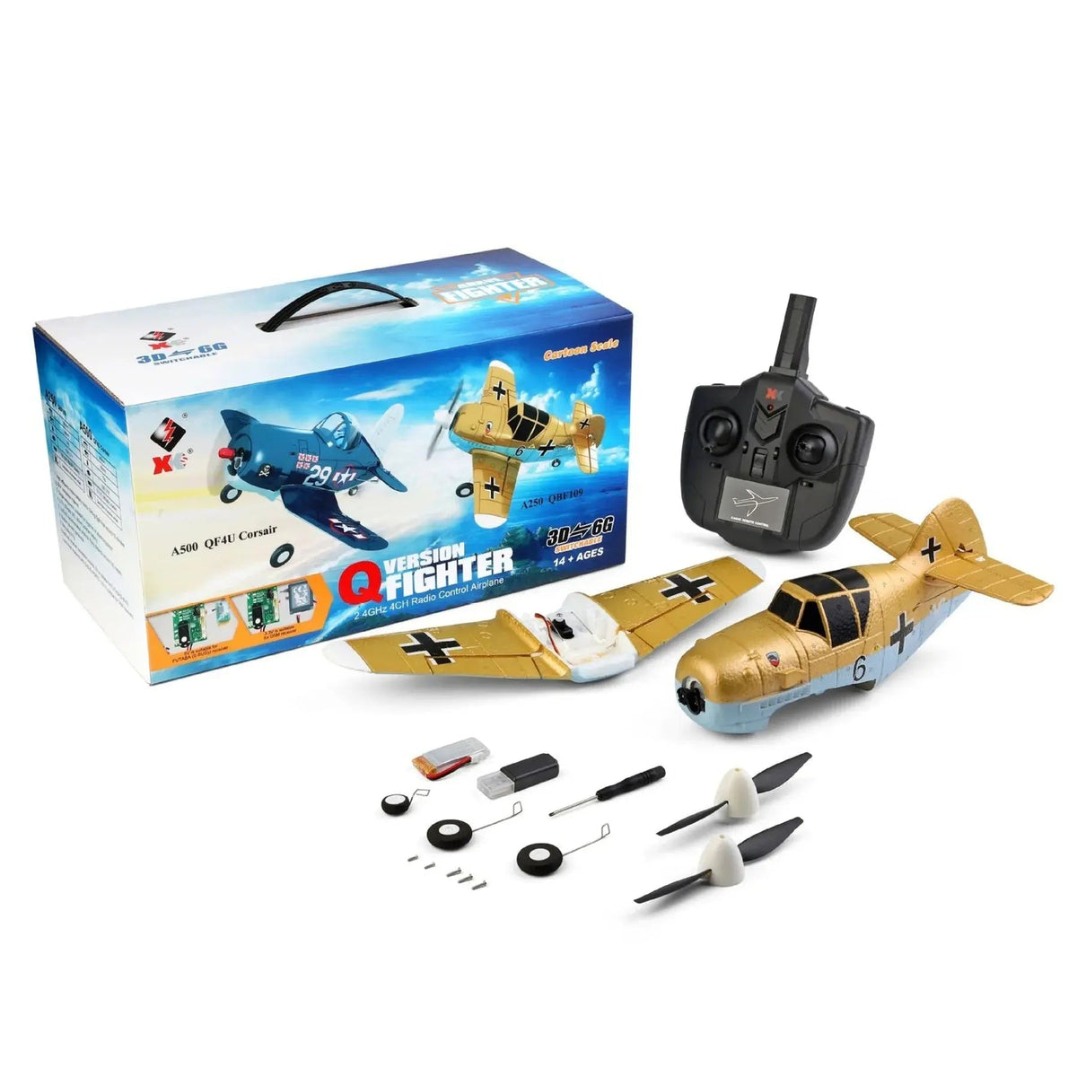 XK A250 2.4G 4CH 3D/6G 6-Axis Stunt Fighter Fixed Wing Glider RC Airplane Outdoor RTF