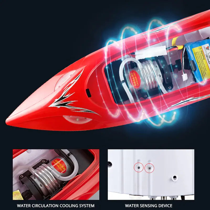HJ806 2.4G 4CH 180° Flip Waterproof 35km/h High Speed RC Racing Speedboat RTR