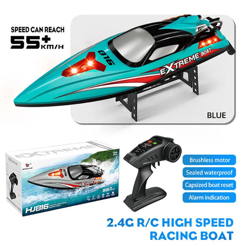 HJ816 PRO 2-in-1 Brushless RC Racing Fishing Boat Trawler 55km/h High Speed LED Speedboat RTR
