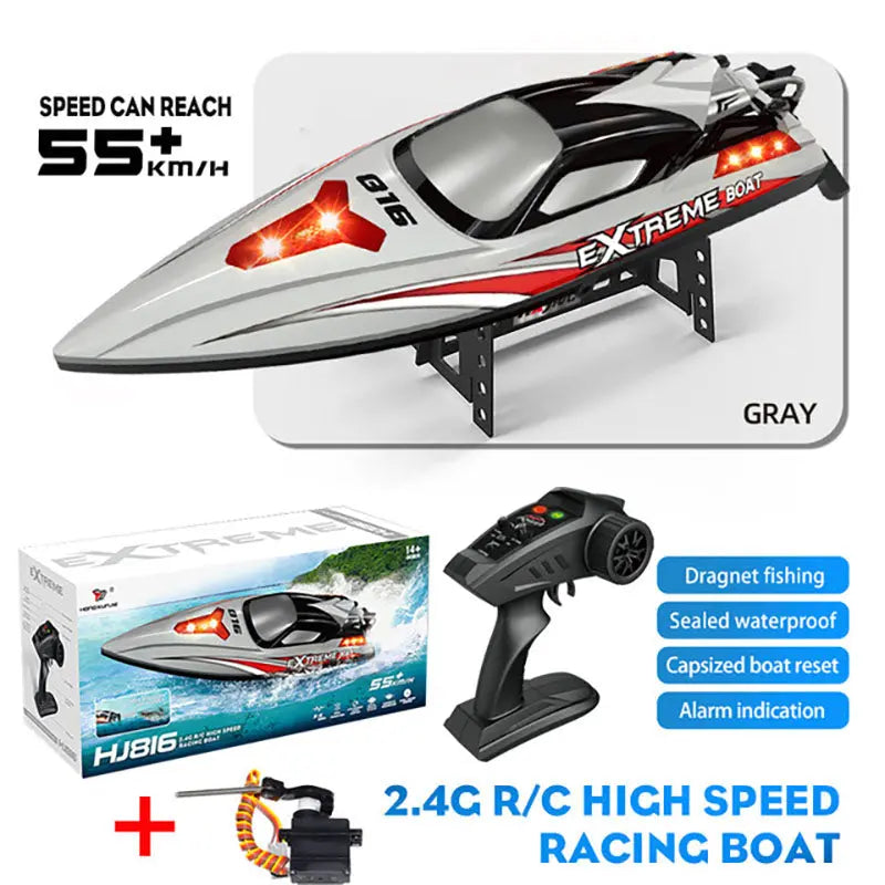 HJ816 PRO 2-in-1 Brushless RC Racing Fishing Boat Trawler 55km/h High Speed LED Speedboat RTR