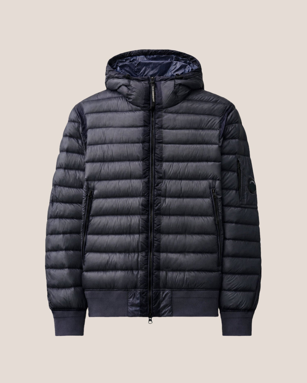 C.P. Company D.D. Shell Hooded Lens Down Jacket in Navy