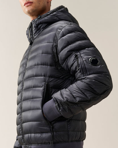C.P. Company D.D. Shell Hooded Lens Down Jacket in Navy